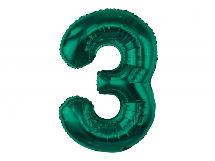 Imaginea produsului Balon folie verde smarald cifra 3 – 85cm