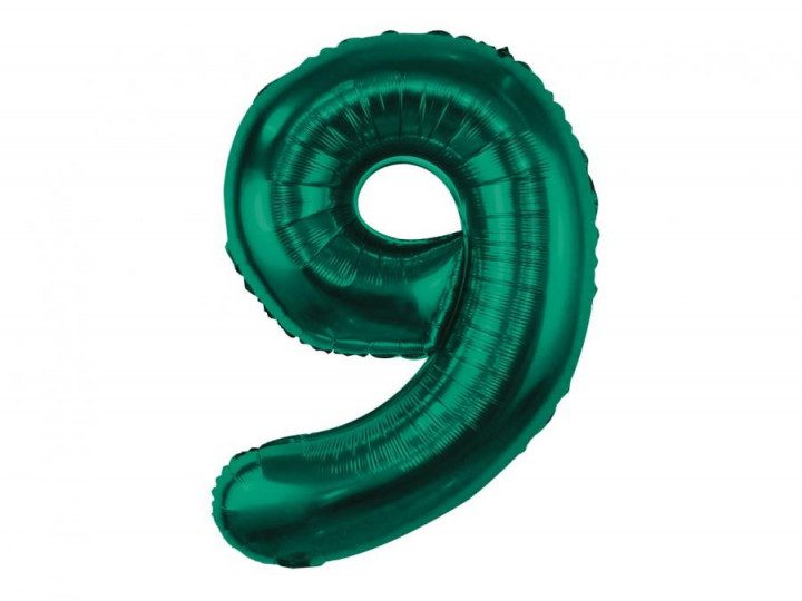 Imaginea produsului Balon folie verde smarald cifra 9 – 85cm