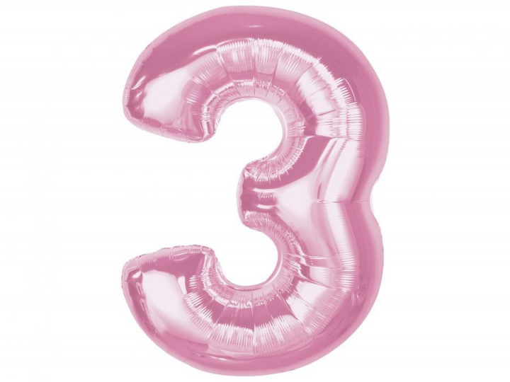 Imaginea produsului Balon folie roz cifra 3 – 92cm