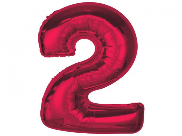 Imaginea produsului Balon folie rosu metallic cifra 2 – 92cm