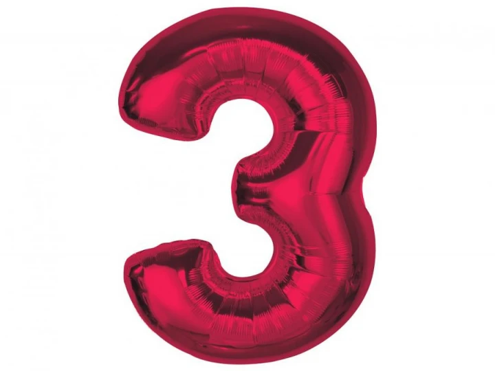 Imaginea produsului Balon folie rosu metallic cifra 3 – 92cm
