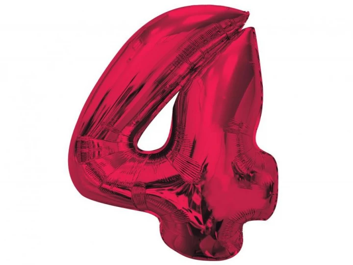 Imaginea produsului Balon folie rosu metallic cifra 4 – 92cm