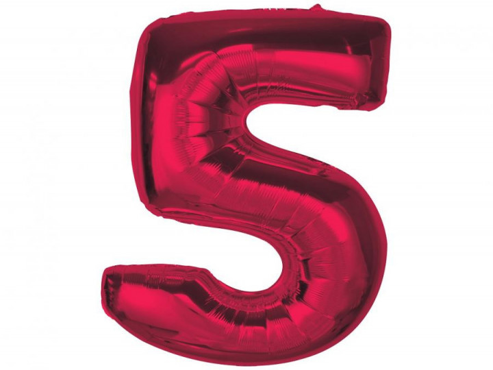 Imaginea produsului Balon folie rosu metallic cifra 5 – 92cm