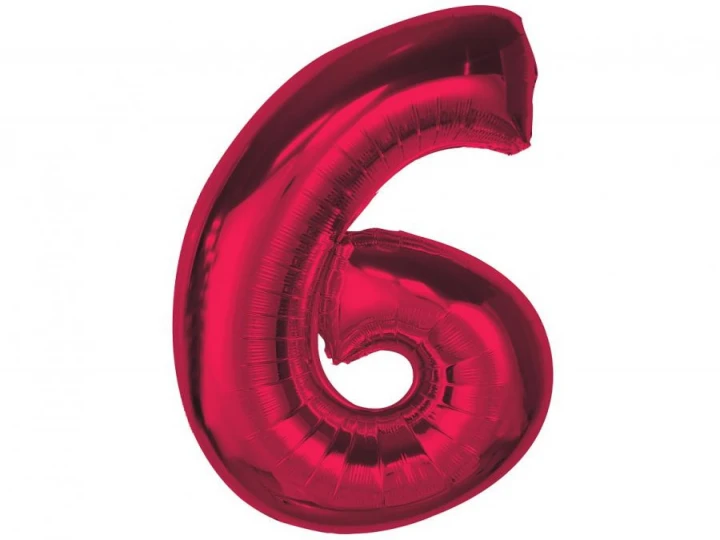 Imaginea produsului Balon folie rosu metallic cifra 6 – 92cm