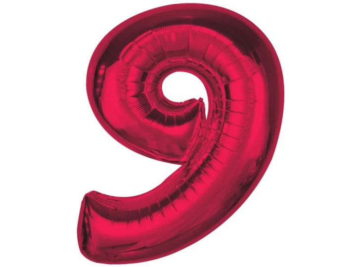 Imaginea produsului Balon folie rosu metallic cifra 9 – 92cm