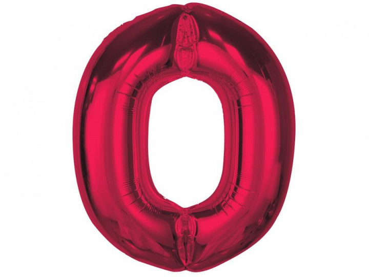 Imaginea produsului Balon folie rosu metallic cifra 0 – 92cm