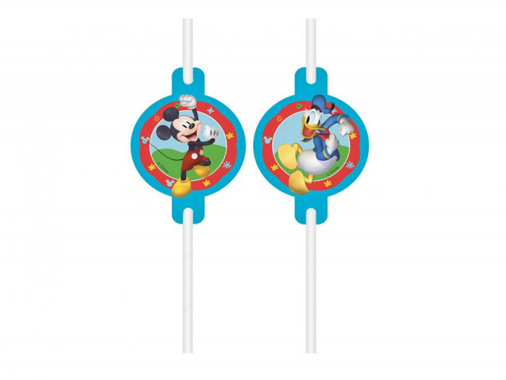 Imaginea produsului Set de 4 paie cu medalion Mickey Rock the House